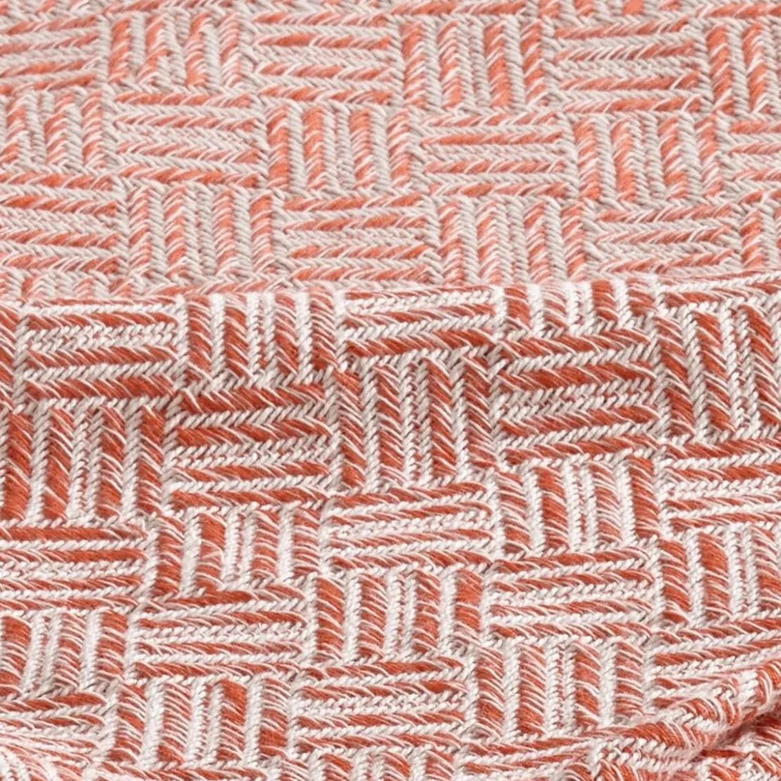 BecquetLot de 2 housses de coussin en coton rouge tomette tissé jacquard - ERIS