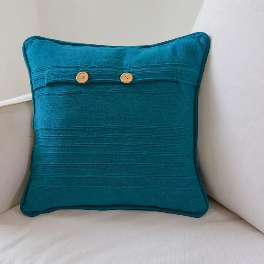 BecquetLot de 2 housses de coussin ou d'oreiller en coton bleu canard - ORION