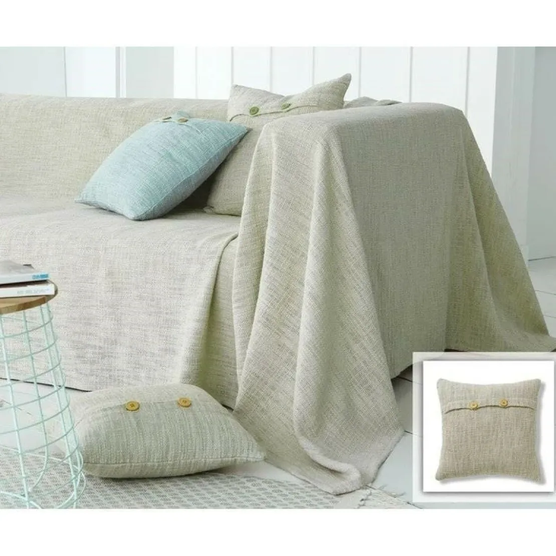 BecquetLot de 2 housses de coussin en coton beige - TABATA