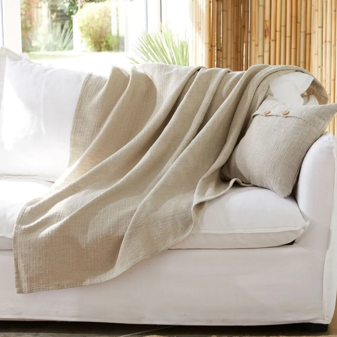 BecquetLot de 2 housses de coussin en coton beige - TABATA