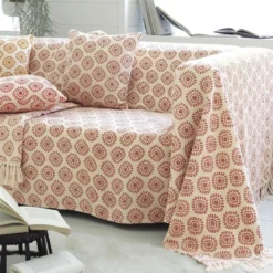 BecquetLot de 2 Housses de Coussin imprimées coton tissu jacquard JC.EMPREINTE Rose poudré