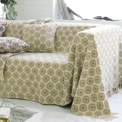 BecquetLot de 2 Housses de Coussin imprimées Coton tissé jacquard JC.EMPREINTE Vert menthe