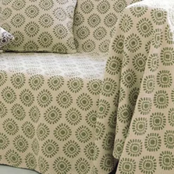 BecquetLot de 2 Housses de Coussin imprimées Coton tissé jacquard JC.EMPREINTE Vert menthe