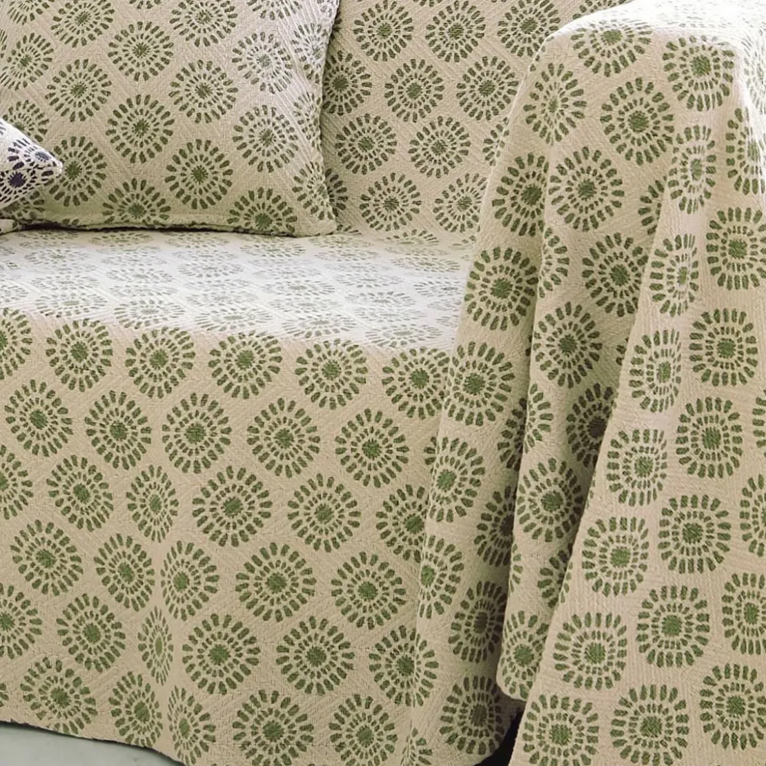 BecquetLot de 2 Housses de Coussin imprimées Coton tissé jacquard JC.EMPREINTE Vert menthe