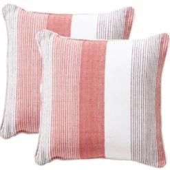 BecquetLot de 2 housses de coussin ou d'oreiller en coton terracotta à rayures - TRÉPORT