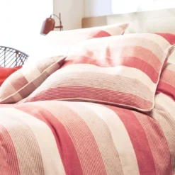 BecquetLot de 2 housses de coussin ou d'oreiller en coton terracotta à rayures - TRÉPORT