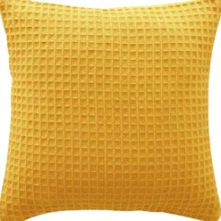 BecquetLot de 2 housses de coussin en coton nid d'abeille jaune curry - FEROE