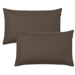 BecquetLot de 2 housses de coussin accoudoir doudoune - Taupe