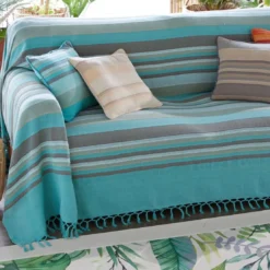 BecquetLot de 2 housses d'oreiller ou de coussin en coton bleu turquoise - ORIONA