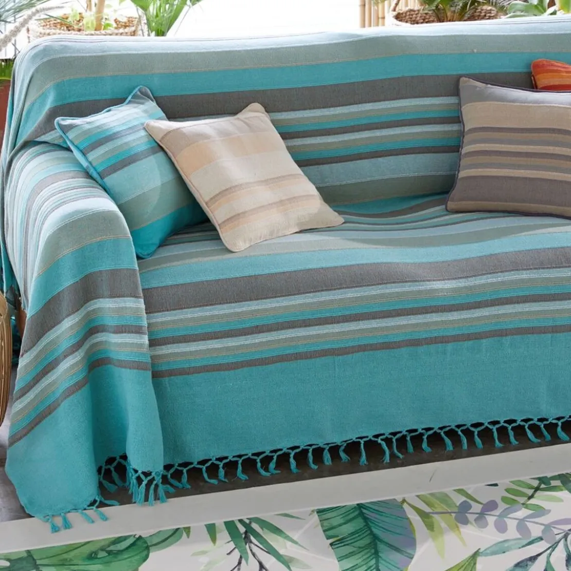 BecquetLot de 2 housses d'oreiller ou de coussin en coton bleu turquoise - ORIONA