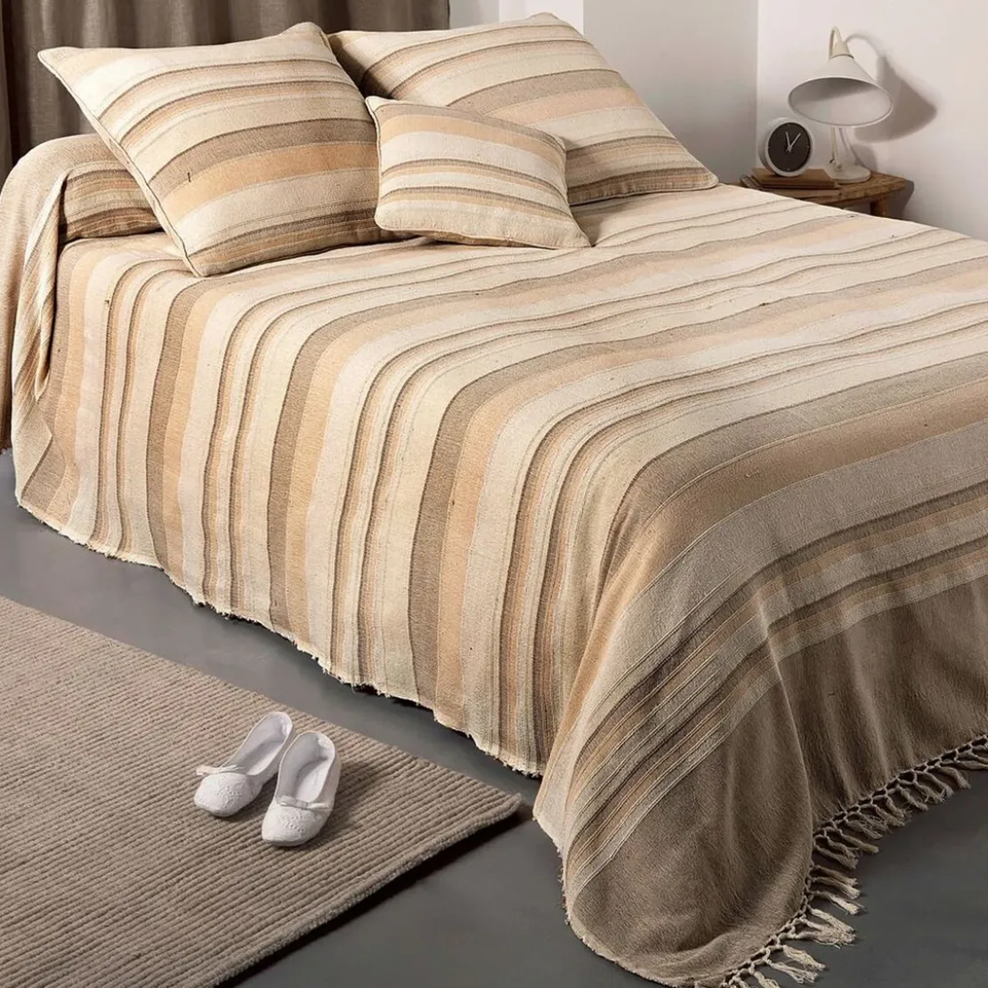 BecquetLot de 2 housses d'oreiller ou de coussin en coton beige - ORIONA