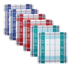 BecquetLot de 3 ou de 6 Torchons en coton 65 x 70 BERRY Multicolore