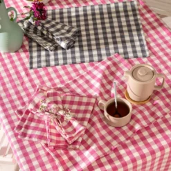 BecquetLot de 2 ou 4 Sets de table vichy en coton DOULIASET 35x48cm gris