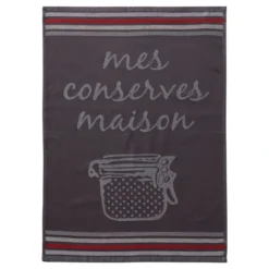 BecquetLot de 6 pièces torchons jacquard et essuie-mains motif conserves - Gris
