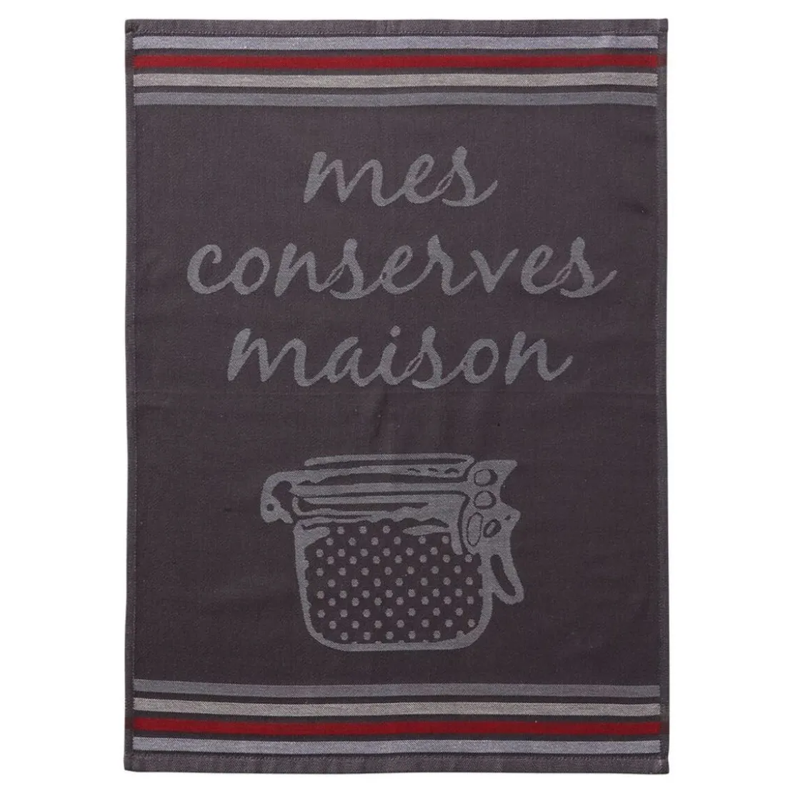 BecquetLot de 6 pièces torchons jacquard et essuie-mains motif conserves - Gris