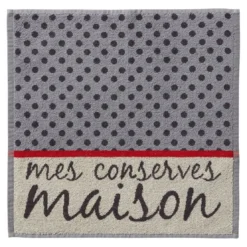 BecquetLot de 6 pièces torchons jacquard et essuie-mains motif conserves - Gris