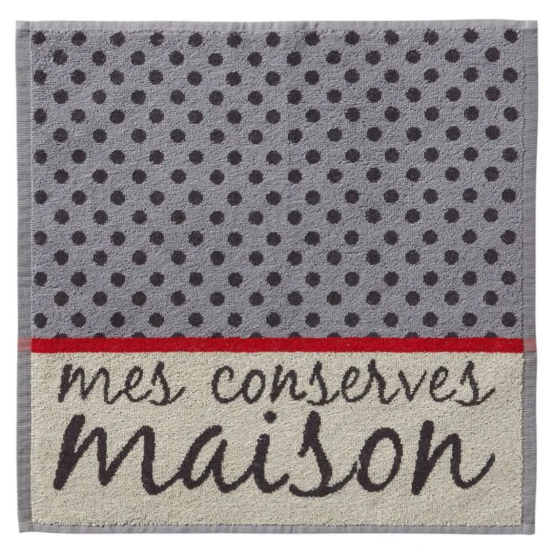 BecquetLot de 6 pièces torchons jacquard et essuie-mains motif conserves - Gris