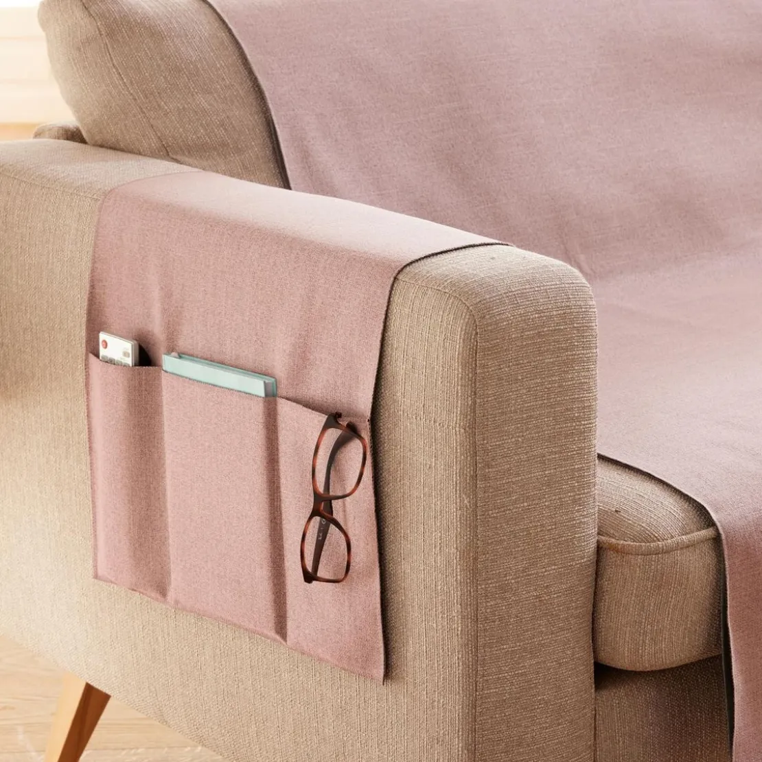 BecquetLot de 2 protèges accoudoir 38x55 vieux rose