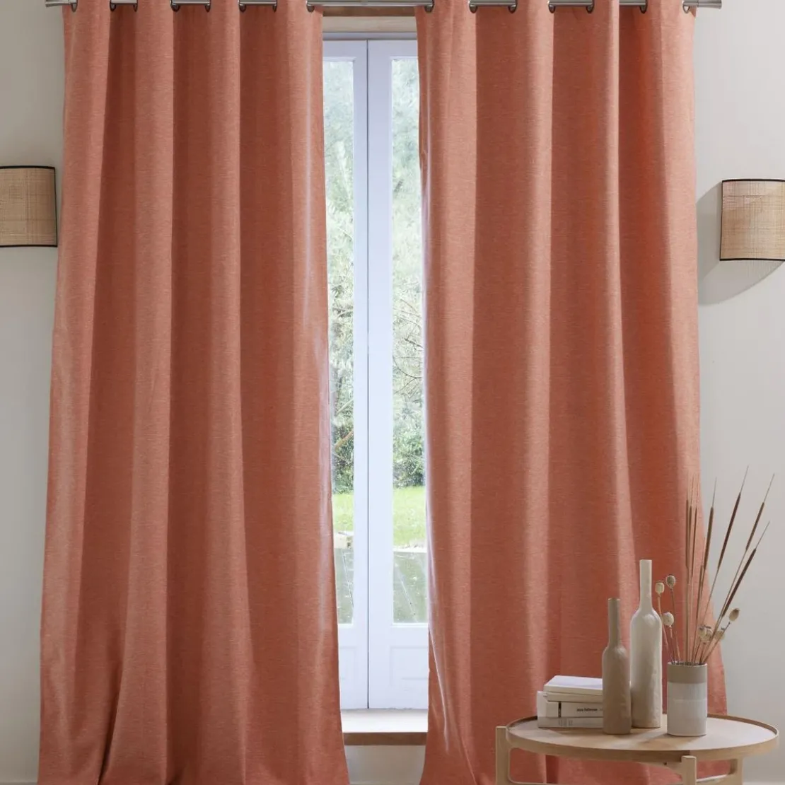 BecquetLot de 2 rideaux ROSEW L135xH180 orange paprika