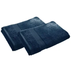 BecquetLot de 2 serviettes de toilette coton prélavé 420 g/m² CLAIRE - bleu marine