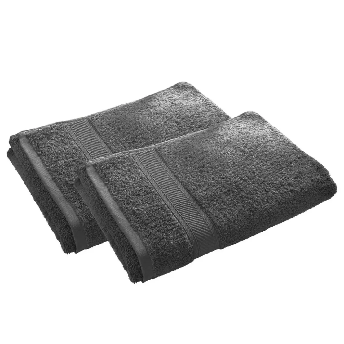 BecquetLot de 2 serviettes de toilette coton prélavé 420 g/m² CLAIRE - gris foncé