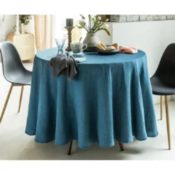 BecquetLot de 3 serviettes de table en polyester bleu orage effet froissé - FONTANA