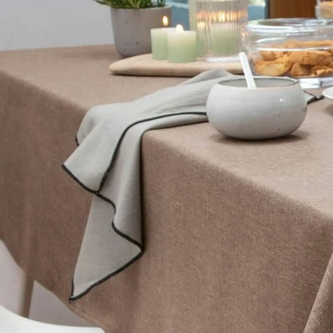 BecquetLot de 3 serviettes de table BROMENAP - marron taupe