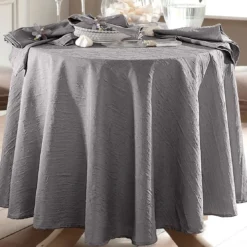 BecquetLot de 3 serviettes de table en polyester gris plomb effet froissé - FONTANA