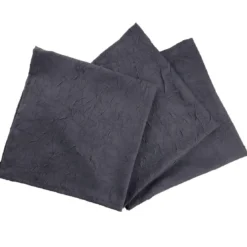 BecquetLot de 3 serviettes de table en polyester gris anthracite effet froissé - FONTANA