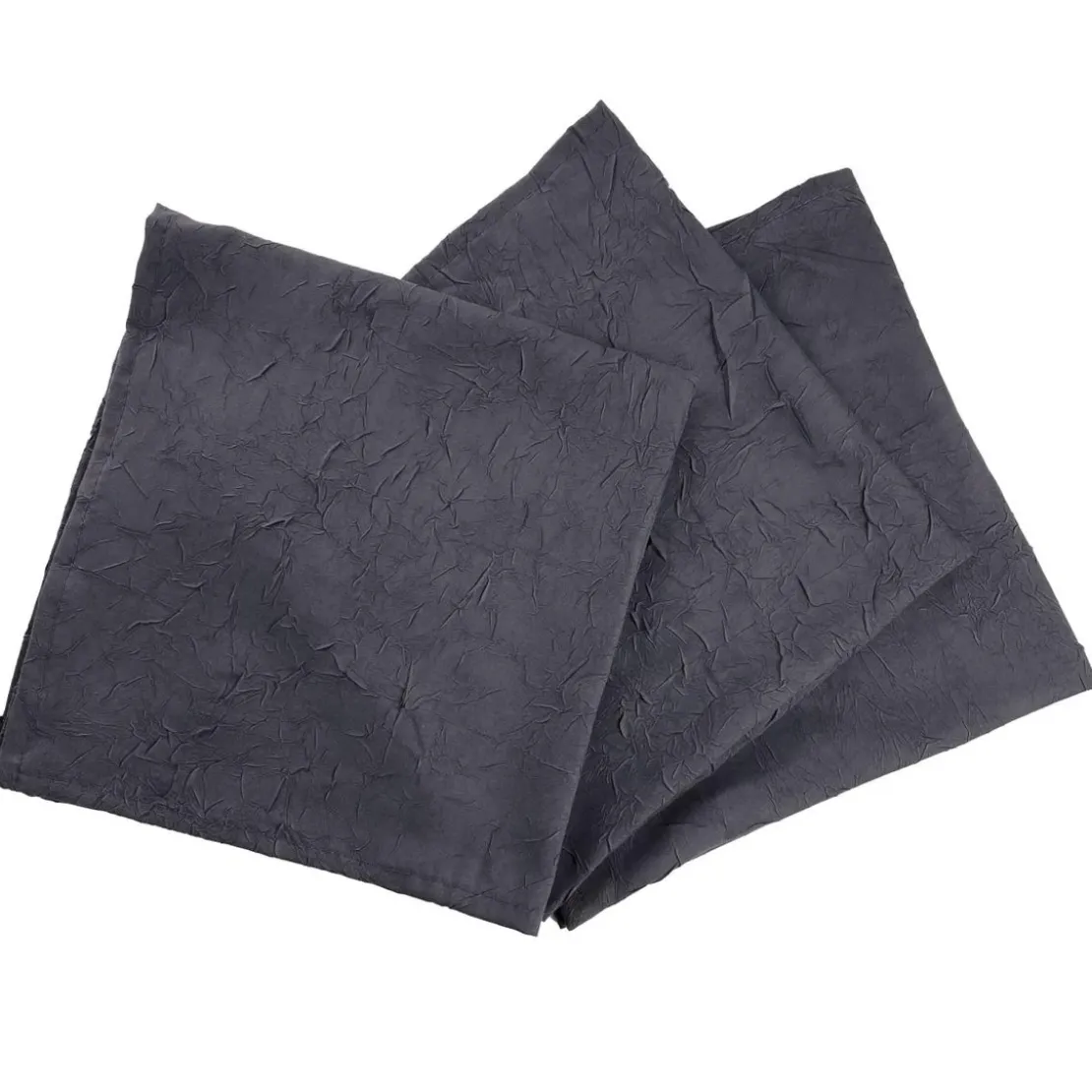 BecquetLot de 3 serviettes de table en polyester gris anthracite effet froissé - FONTANA