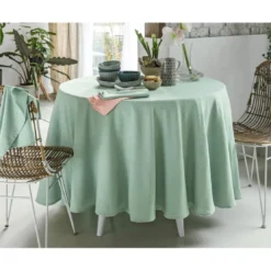 BecquetLot de 3 serviettes de table en polyester vert céladon effet froissé - FONTANA