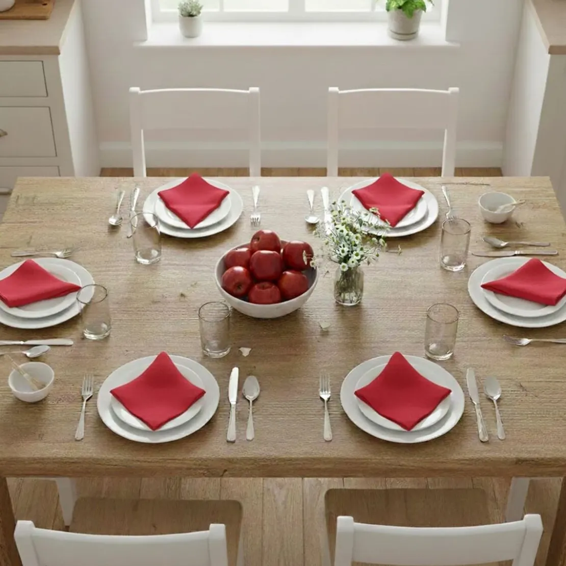 BecquetLot de 6 serviettes de table en coton rose framboise uni - LONA