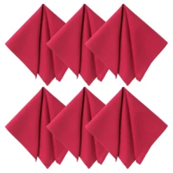 BecquetLot de 6 serviettes de table en coton rose framboise uni - LONA