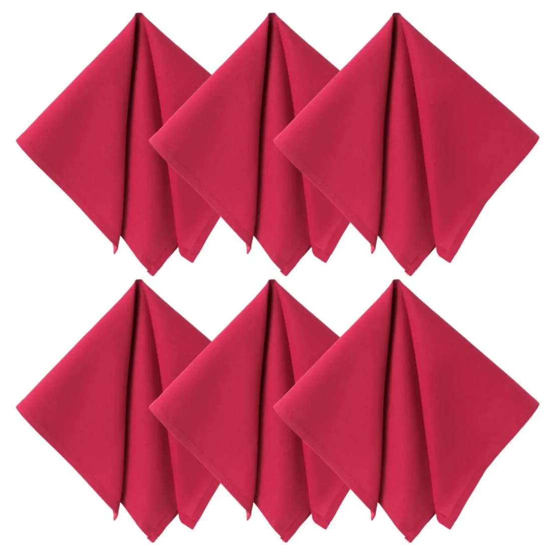 BecquetLot de 6 serviettes de table en coton rose framboise uni - LONA