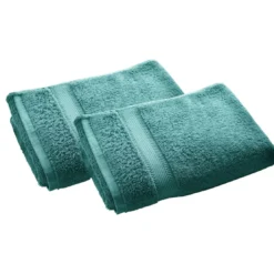 BecquetLot de 2 serviettes de toilette coton prélavé 420 g/m² CLAIRE - bleu paon