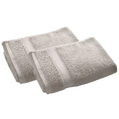 BecquetLot de 2 serviettes de toilette coton prélavé 420 g/m² CLAIRE - gris galet