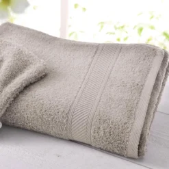 BecquetLot de 2 serviettes de toilette coton prélavé 420 g/m² CLAIRE - gris galet