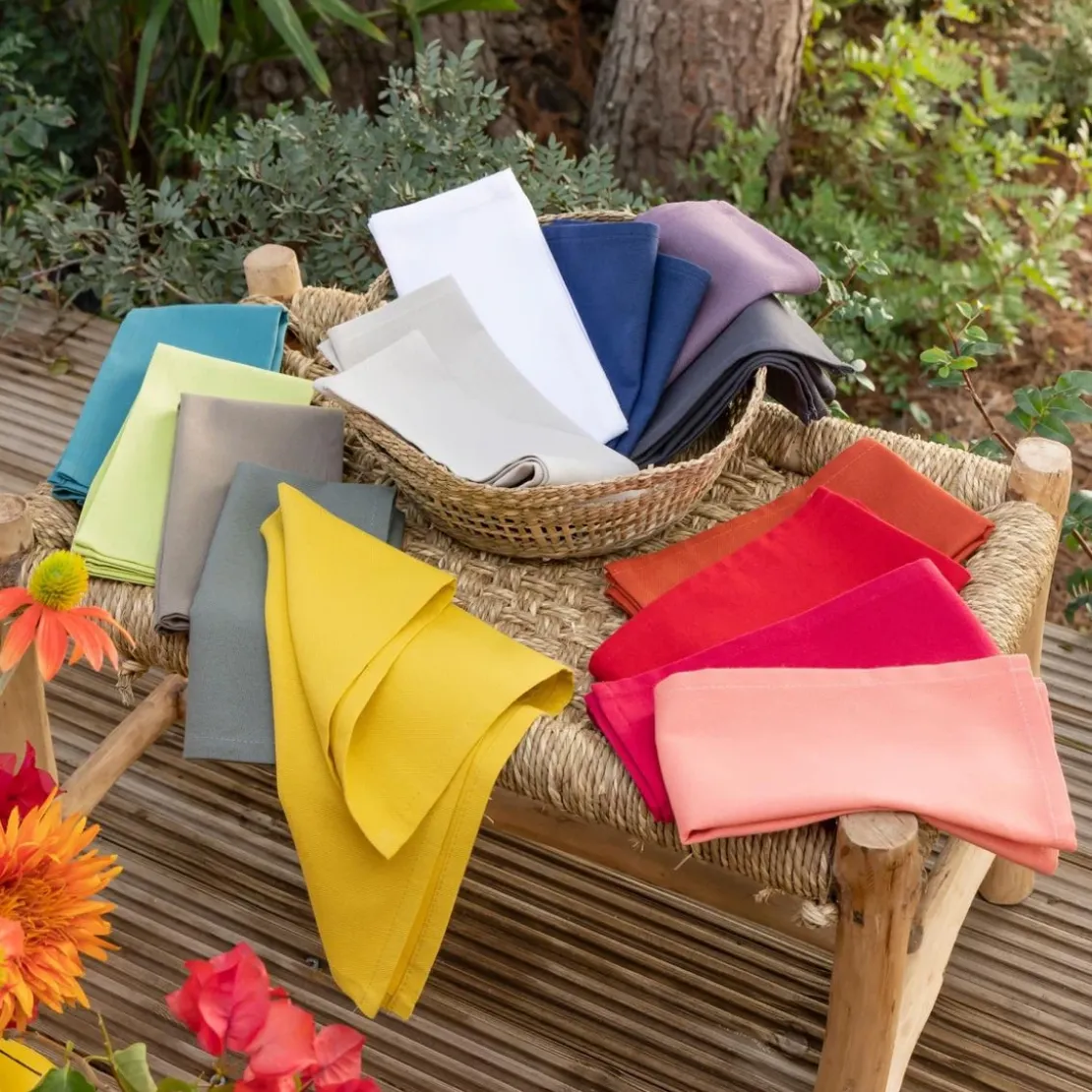 BecquetLot de 6 serviettes de table en coton multicolore uni - LONA