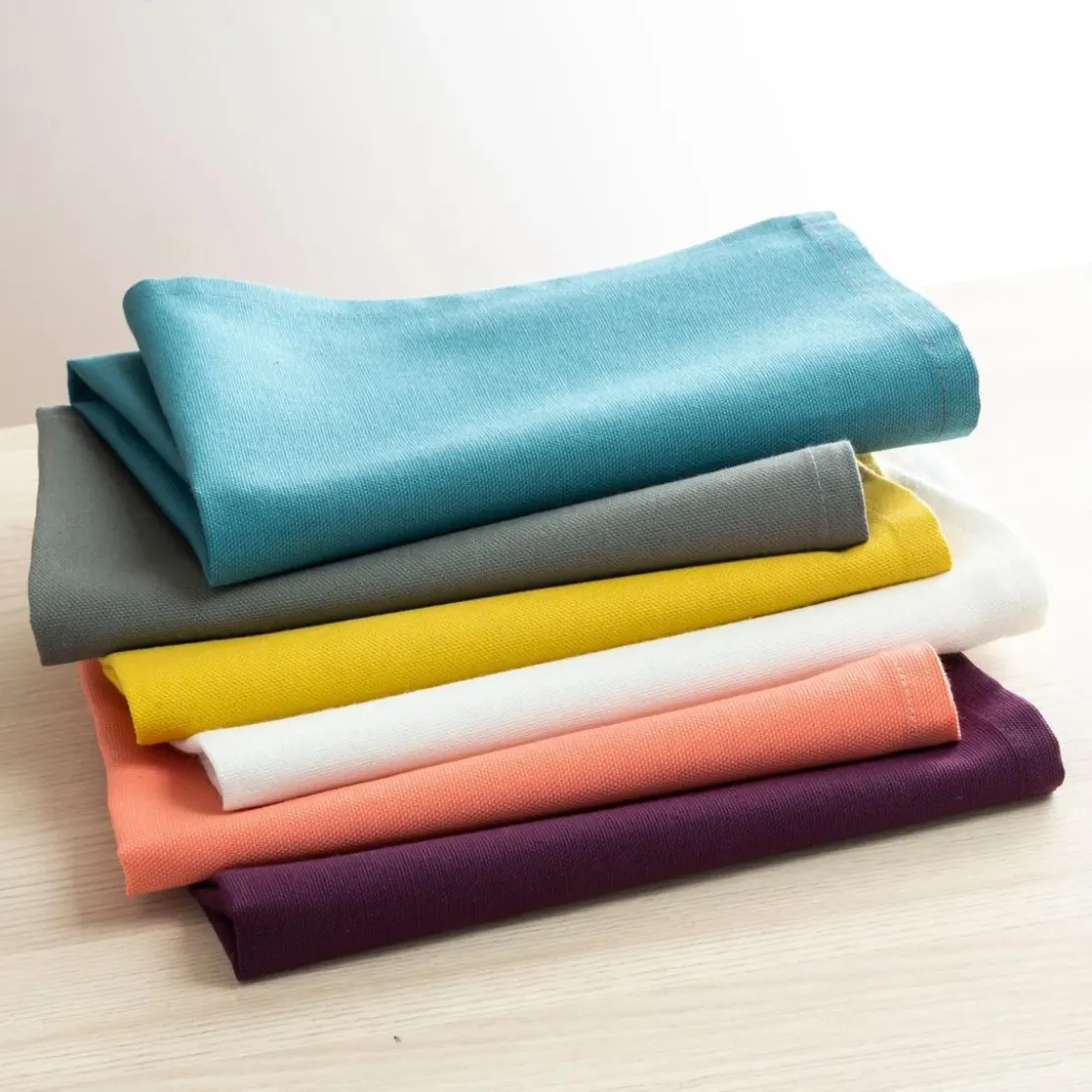 BecquetLot de 6 serviettes de table en coton multicolore uni - LONA