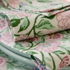 BecquetLot de 4 serviettes de table en coton rose à motif floral - ALINE