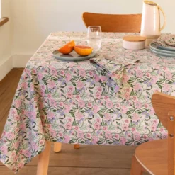 BecquetLot de 4 serviettes de table en coton rose à motif floral - ALINE