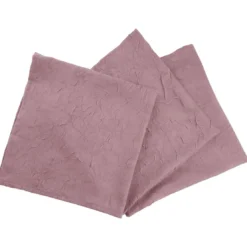 BecquetLot de 3 serviettes de table en polyester vieux rose effet froissé - FONTANA