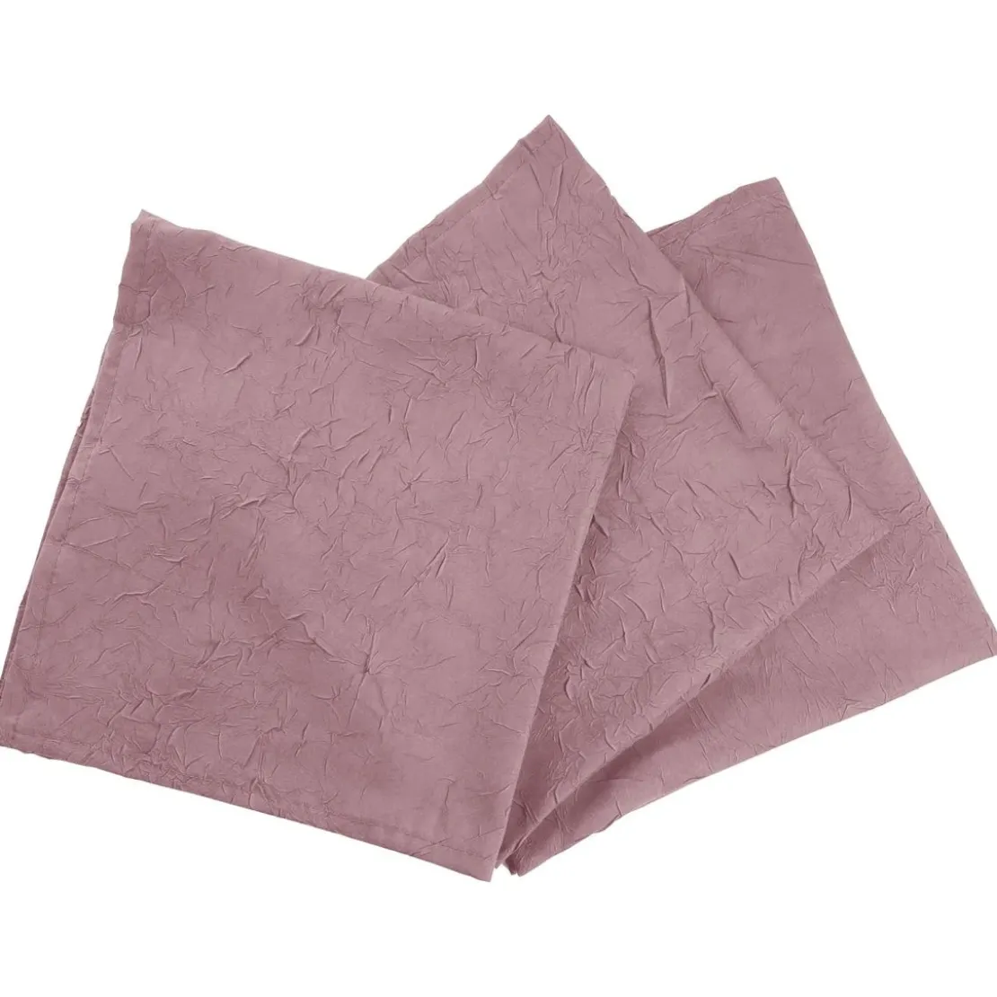BecquetLot de 3 serviettes de table en polyester vieux rose effet froissé - FONTANA
