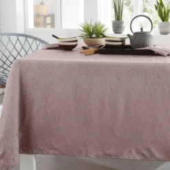 BecquetLot de 3 serviettes de table en polyester vieux rose effet froissé - FONTANA