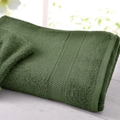 BecquetLot de 2 serviettes de toilette coton prélavé 420 g/m² CLAIRE - vert olive