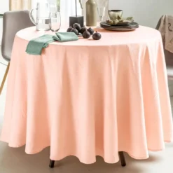 BecquetLot de 3 serviettes de table en polyester rose nude effet froissé - FONTANA