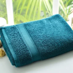 BecquetLot de 2 serviettes de toilette coton prélavé 420 g/m² CLAIRE - bleu canard