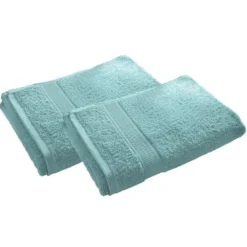BecquetLot de 2 serviettes de toilette coton prélavé 420 g/m² CLAIRE - bleu aqua