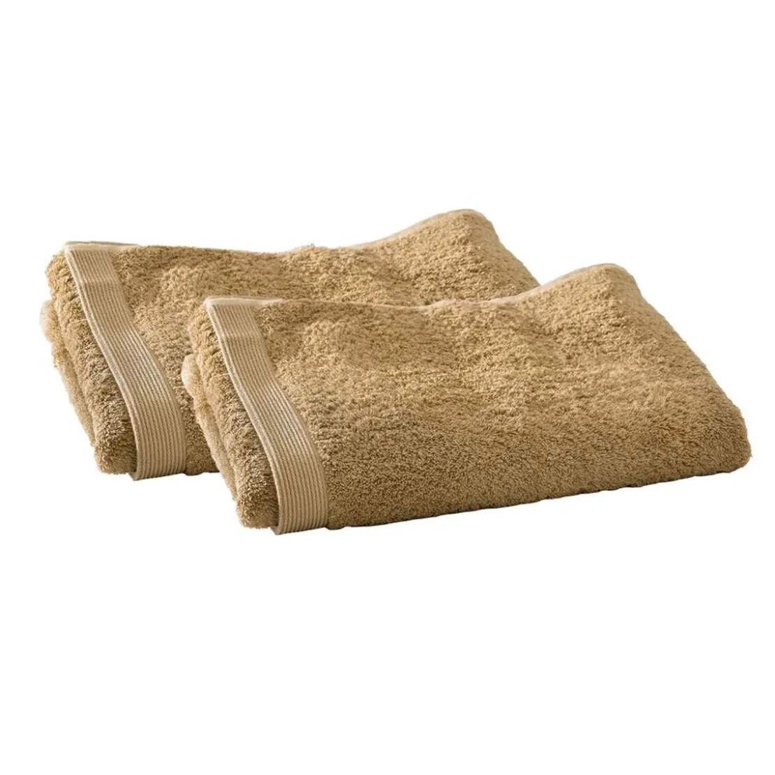 BecquetLot de 2 serviettes invités 550g/m² CAROLINE - marron camel