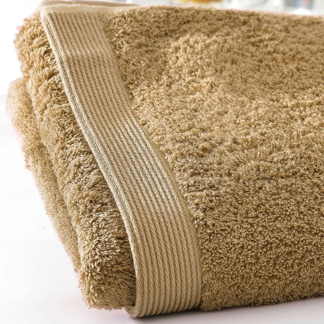 BecquetLot de 2 serviettes invités 550g/m² CAROLINE - marron camel